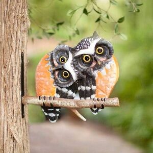 Wind & Weather - Decorative Owl Bird Feeder - Orange and Black